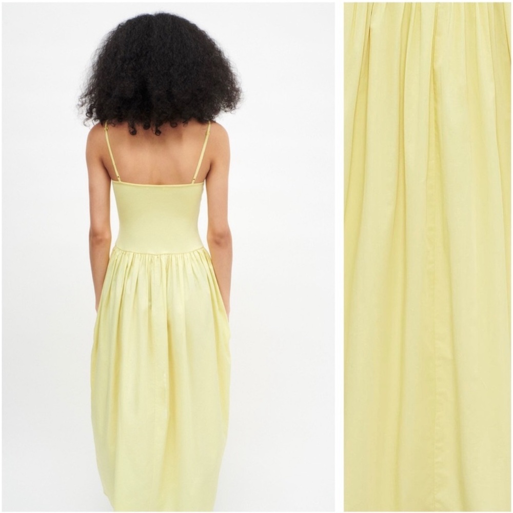 Zara Combination Poplin Corset Maxi Dress Yellow Size S - Picture 4 of 7